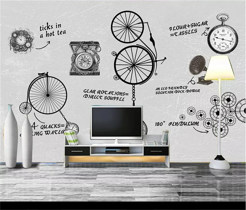 Decorative wallpaper Creative wheel retro icon background wall