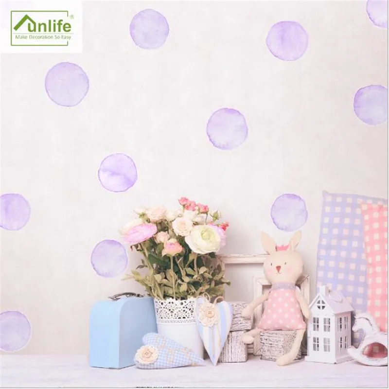 36pcs=1sets Dot Watercolor Wall Sticker Color Circle Wall Decal Children Room Removable Decorative Stickers For Kid's Bedroom