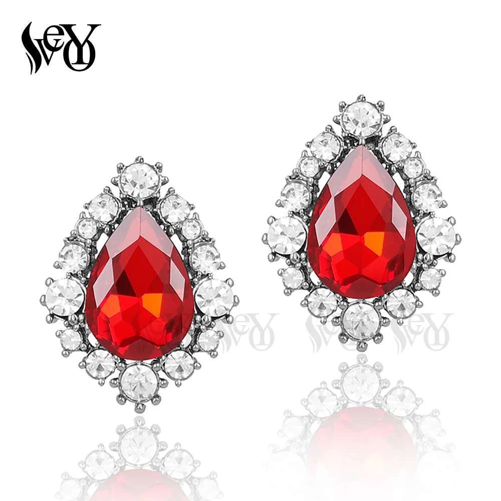 VEYO Round Crystal Stud Earrings for Women Stylish Pendientes Hot Sale Free Shipping Fashion Jewelry