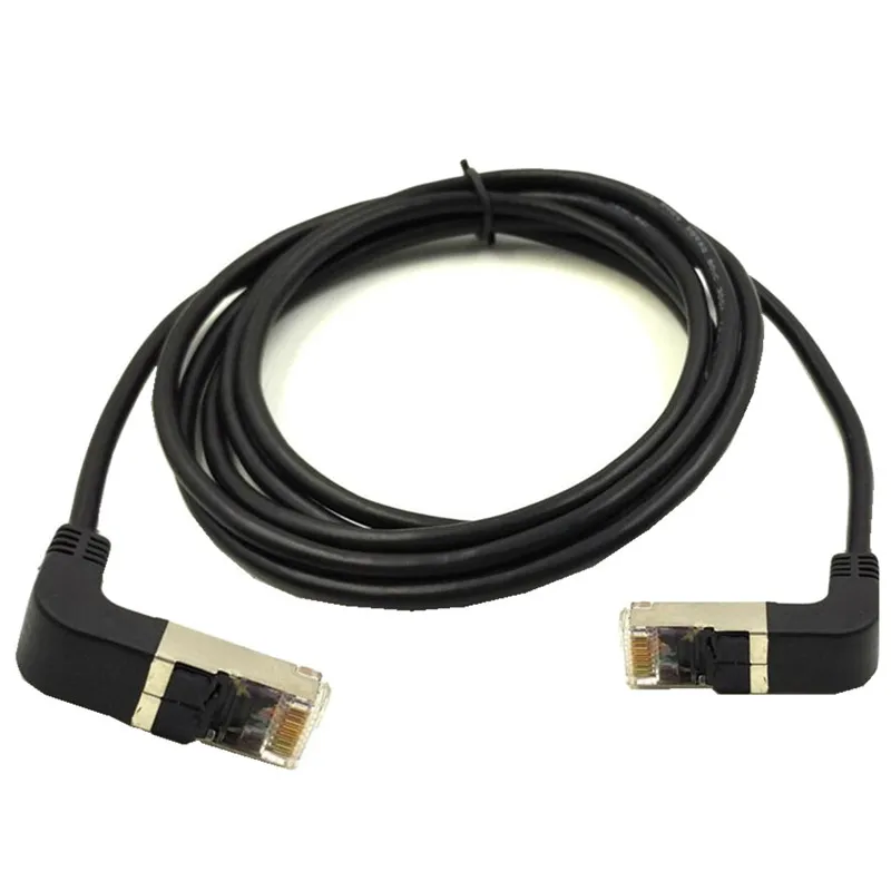 ข้อศอกข้อศอกคู่ลง & Down Angled 90 องศา cat5e 8P8C FTP STP UTP Cat 5e สายเคเบิลเครือข่าย Ethernet RJ45 Lan patch สายไฟ 0.5 m 1 M 2 M 3 M