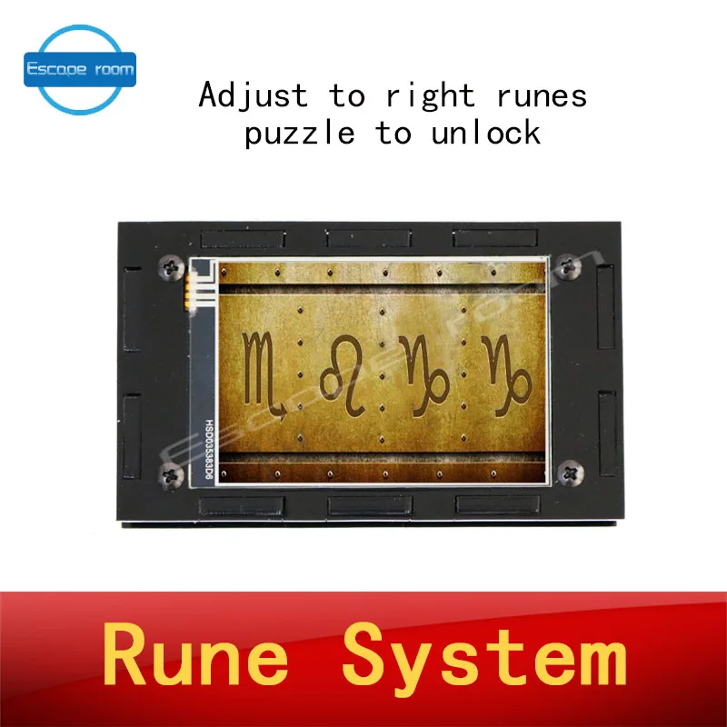 

adventurer escape room game prop Runes system symbol alpabets prop adjust to right picture partten to unlock smart screen puzzle