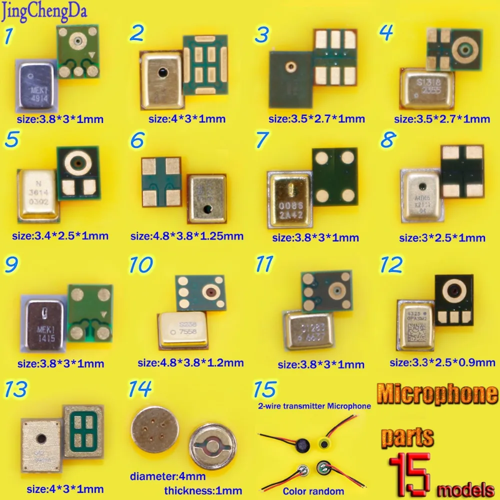 15 modeli mikrofonów mikrofon wewnętrzny do naprawy iPhone dla Xiaomi Electret mikrofon pojemnościowy 4*2mm dla PC Phone MP3 MP4