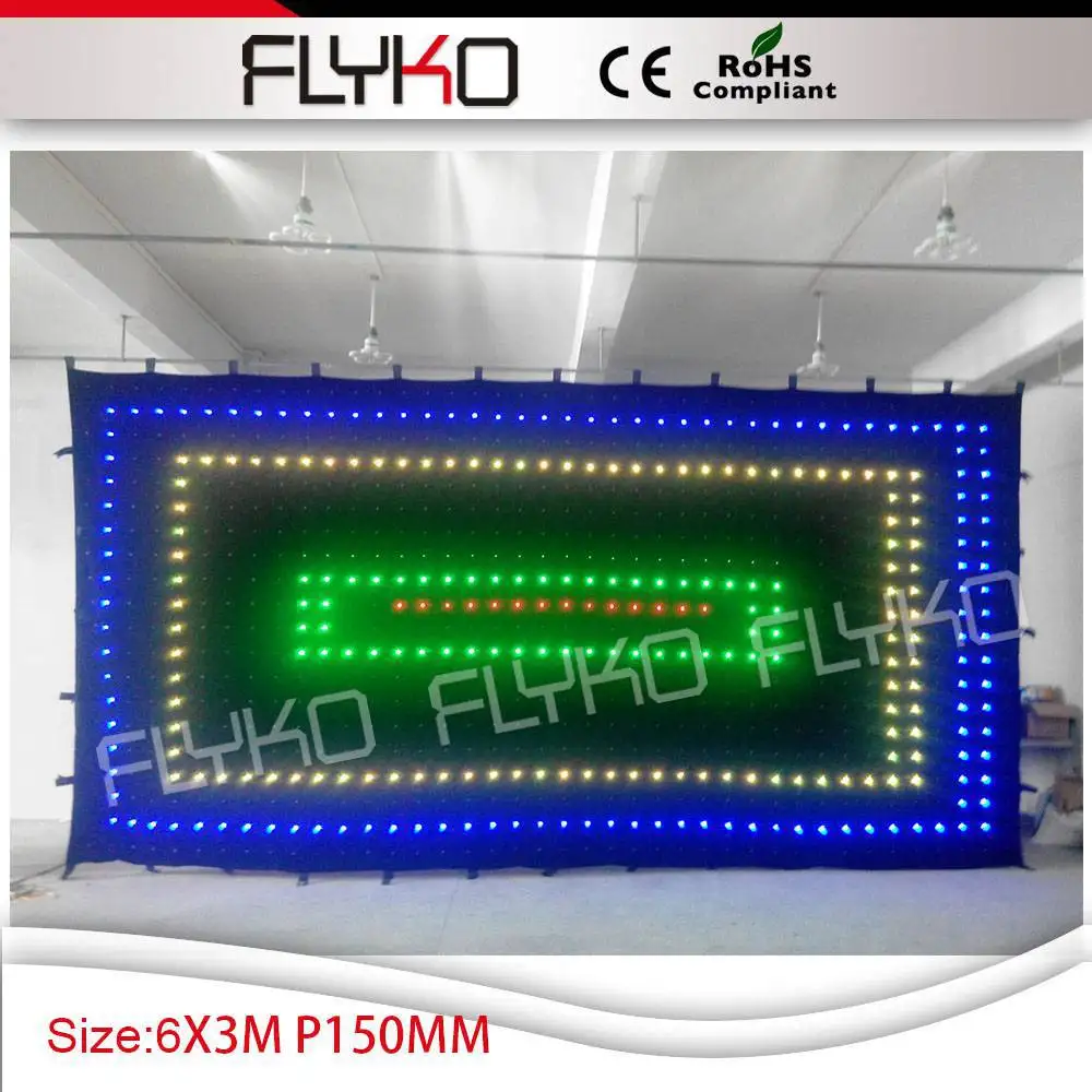 Free shipping 3x6m p15cm led rgbw a uv velvet curtain