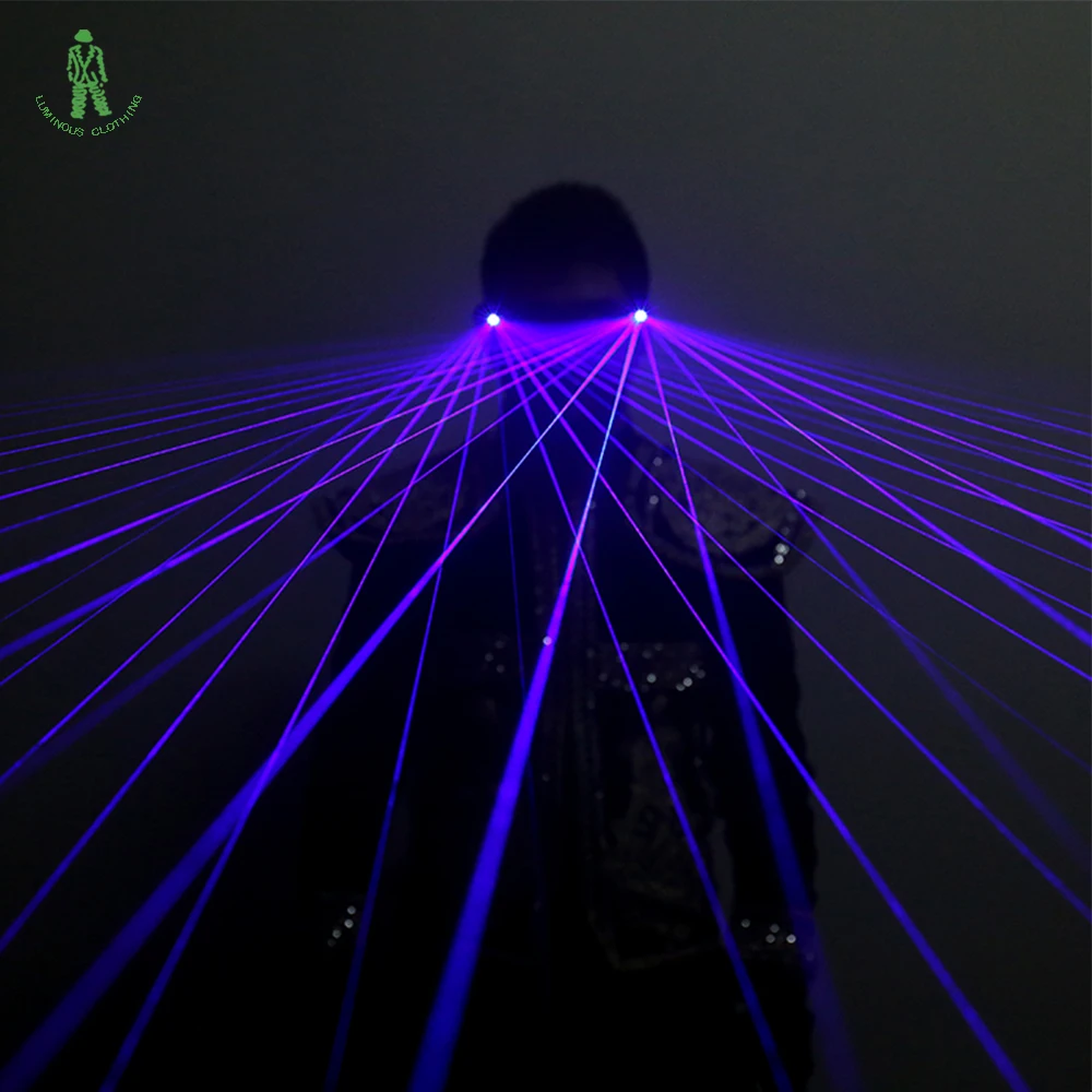 

Free Shipping LED Laser Glasses Blue Light Dancing Stage Show DJ Club Party Blue Laserman Show Gloves Glasses Multi Beams
