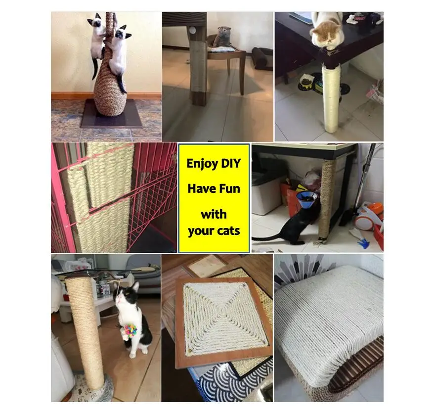 3M 5M Natural Sisal Rope Durable DIY Making Desk Chair Legs Cat Scratching Post Toy Cat tree Binding Material For Sharpen Claw