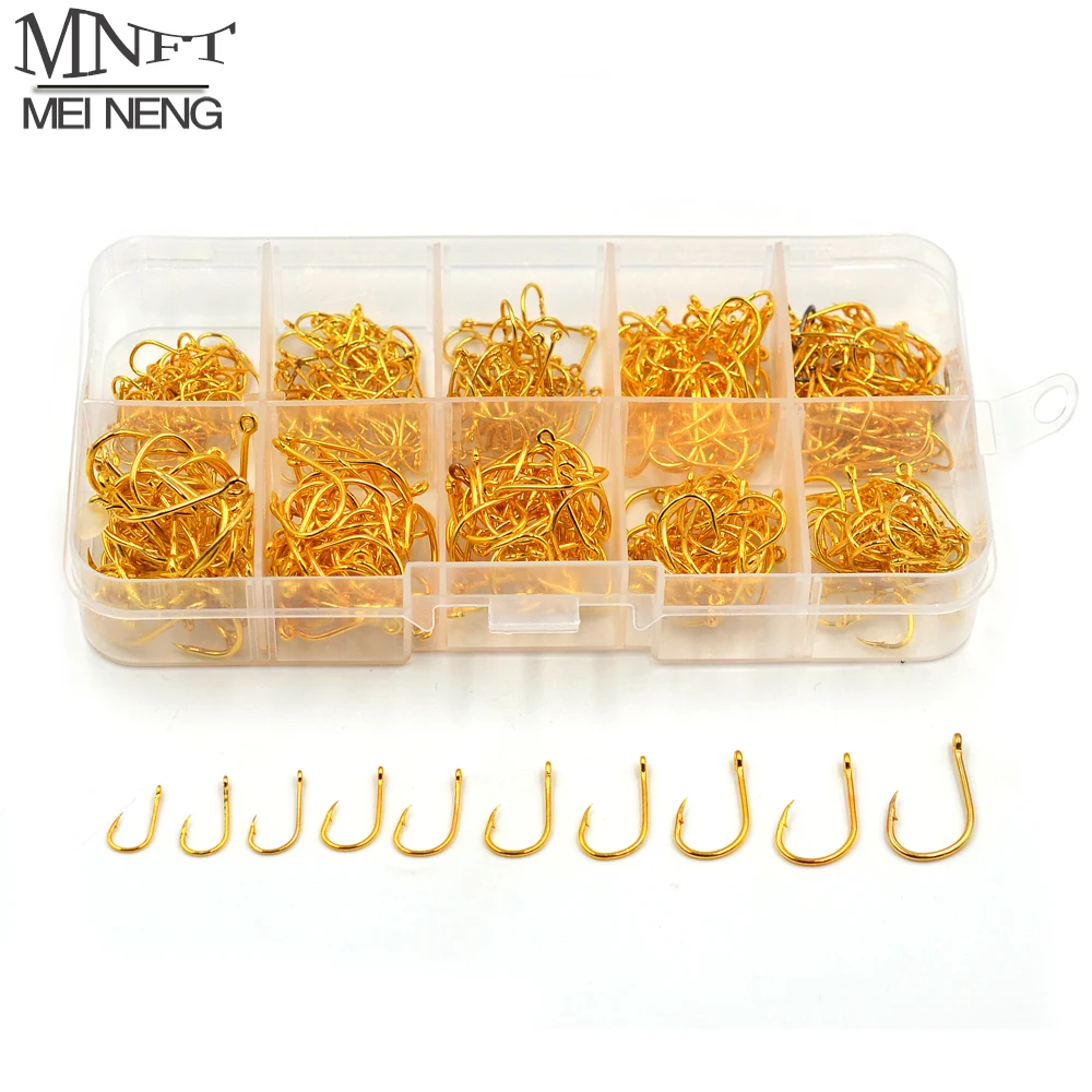 MNFT 500Pcs High Carbon Steel Fishing Hooks Mixed Size Fishhook #3~12 Box Jigging Bait Hook Black Golden Barbed With Hole hooks