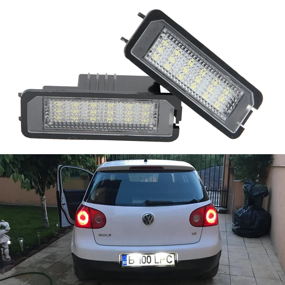 

Комплект светодиодов без ошибок 2X24SMD для VW Amarok Eos Golf 6 Golf 7 New Beetle Polo Passat CC, светодиодные лампы светильник номерного знака