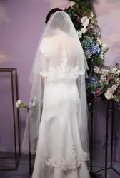 2 t Del Merletto cattedrale di velo, a mano-in rilievo veli da sposa, da sposa in pizzo velo, cappella elegante avorio velo copricapo e pettine