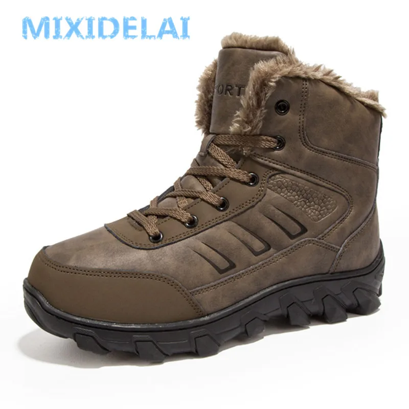 MIXIDELAI 2024 New Men Boots Winter Outdoor Sneakers Mens Snow Boots Keep Warm Plush Boots Plush Ankle Snow Work Casual Shoes