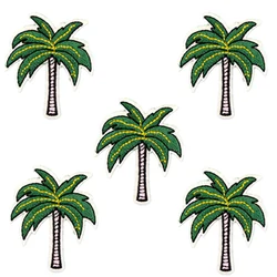 DIY Coconut Tree Patches Iron On Motif Patches For Clothing Jeans Jacket Embroidered Fabric Applique Stickers Sew On Accessories