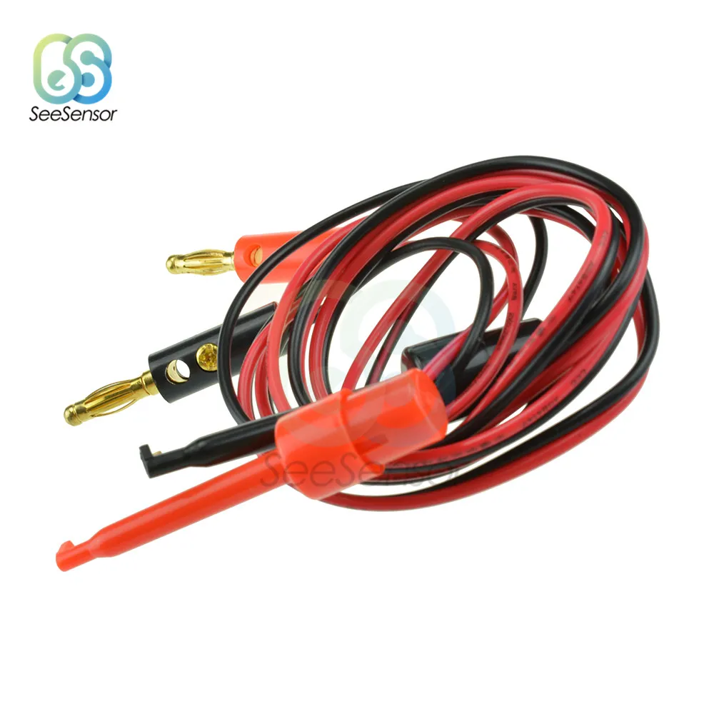1M Kleine Test Hook Clip Banana Plug Kabel Voor Multimeter Test Lead Kabels Zwart Wit Elektrische Klem Dual tester 1 Paar