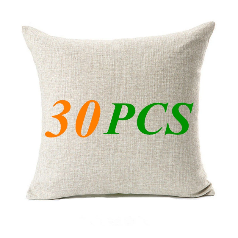 Wholesale 30PCS Blank Thermal Hot Heat Transfer Print Pillow Cover DIY Solid Beige Cotton Linen Sofa Car Cushion Cover 45*45cm