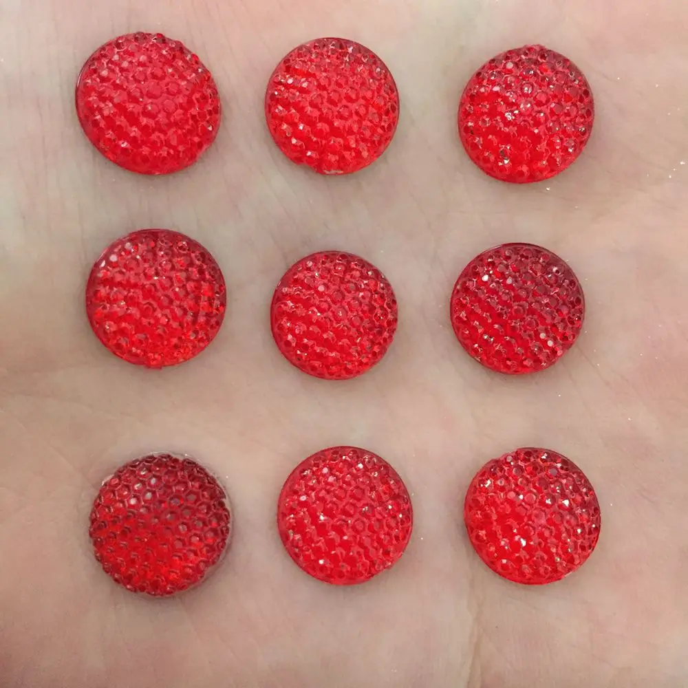 DIY 40PCS 12mm Round Resin Rhinestone Flatback Scrapbooking Phone Case DIY Craft K12