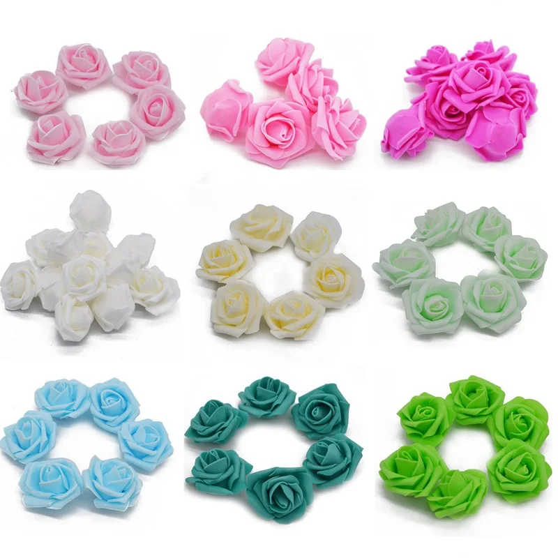 20 pçs/lote 4cm friso pe espuma rosa cabeça de flor artificial para confete diy guirlanda artesanato caixa presente hairband decoração casamento fornecimento
