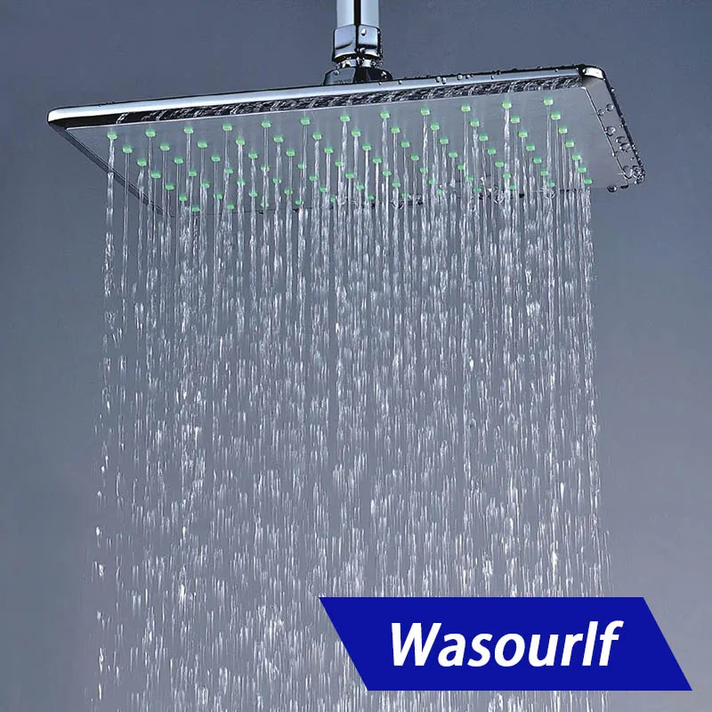 WASOURLF Rain Shower Head Wall Mounted Dish  Ceiling Shower Square Water Saving Top Sprayer Chrome Overhead Shower Bathroom