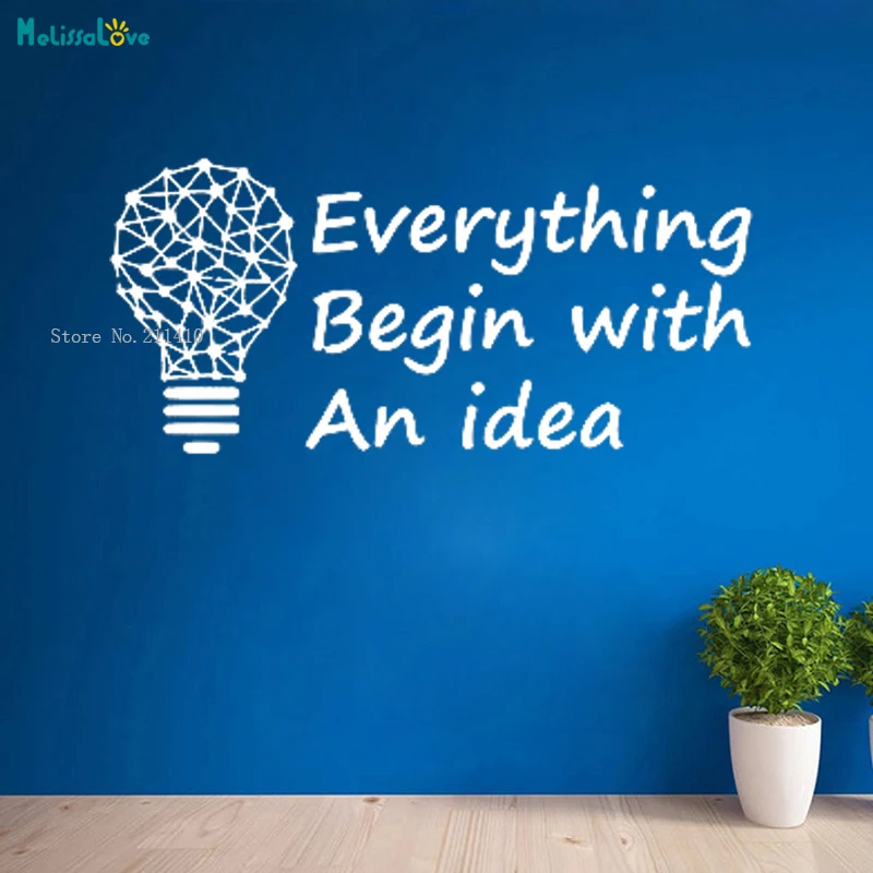 Office Quote Wall Decal Everyting Begin with an Idea Business Inspire Home Decoration Motivation Stickers Mural Unique YT1020