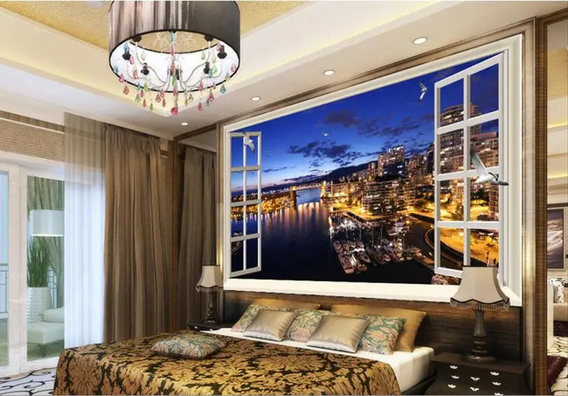 

3d wallpaper for room Outside the window beautiful city starry night background wall decoration painting mural 3d wallpaper