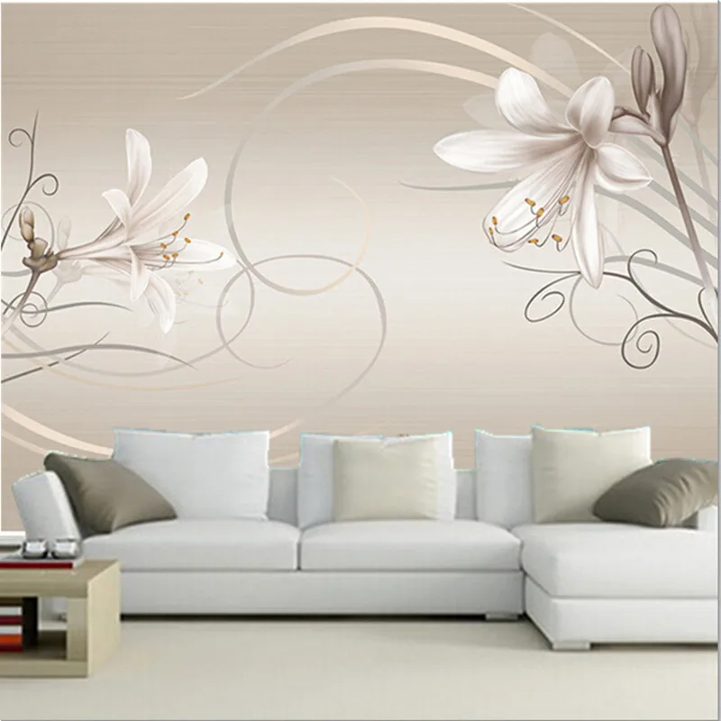 

Custom 3D murals,Modern minimalist fashion Lily elegant TV background papel de parede,living room sofa TV wall bedroom wallpaper