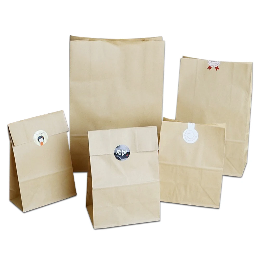 

50Pcs 12*7*22cm 4.72"x2.75"x8.66" Vintage Open Top Kraft Paper Bag For Party Nut Peanut Snack Packing Kraft Paper Package Pouch