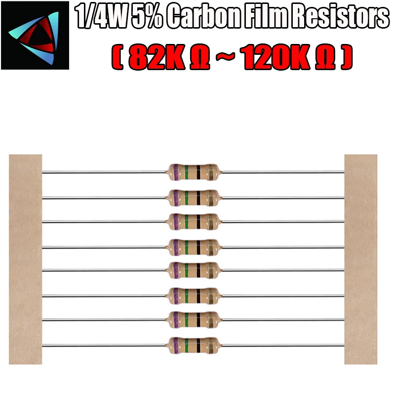 

100pcs 1/4W 5% Carbon Film Resistor 82K 91K 100K 110K 120K ohm