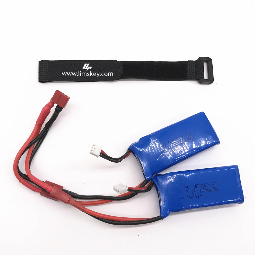 Limskey Upgrade to 3000mAh (2*1500mah) Rc Lipo Battery 2S 7.4V 1500mah 25C for Wltoys 12428 12423 144001 RC Car 9125 Spare parts