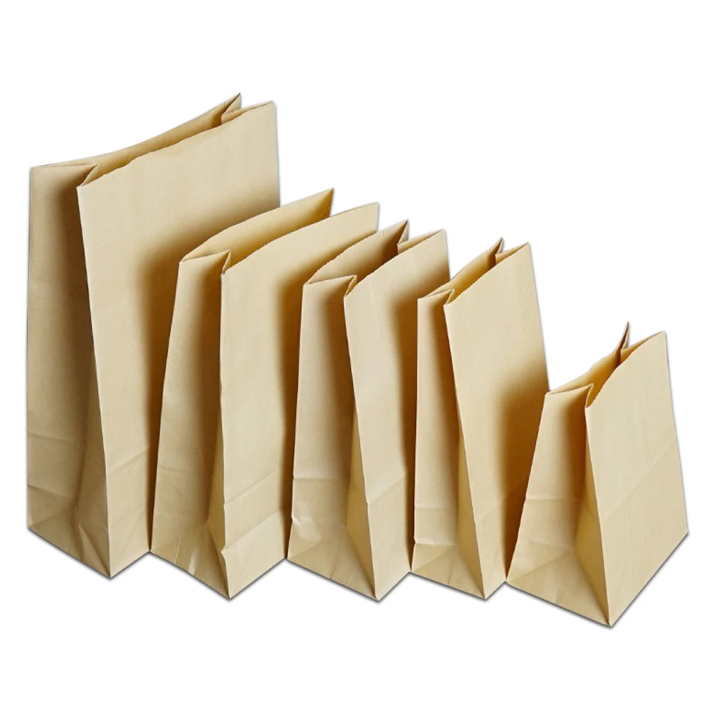 Retail 50Pcs/Lot Brown White Kraft Paper Bags Gift Baked Food Bread Party Dessert Packaging Kraft Snack Chocolate Package Bag