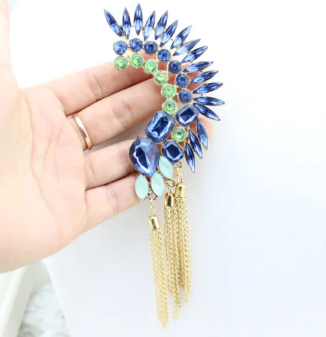 KMVEXO New Ear Type 2019 Luxury Punk Cool Crystal Gem Gold Color Earring Earcuff Vintage Earrings Clip On Earrings For Women
