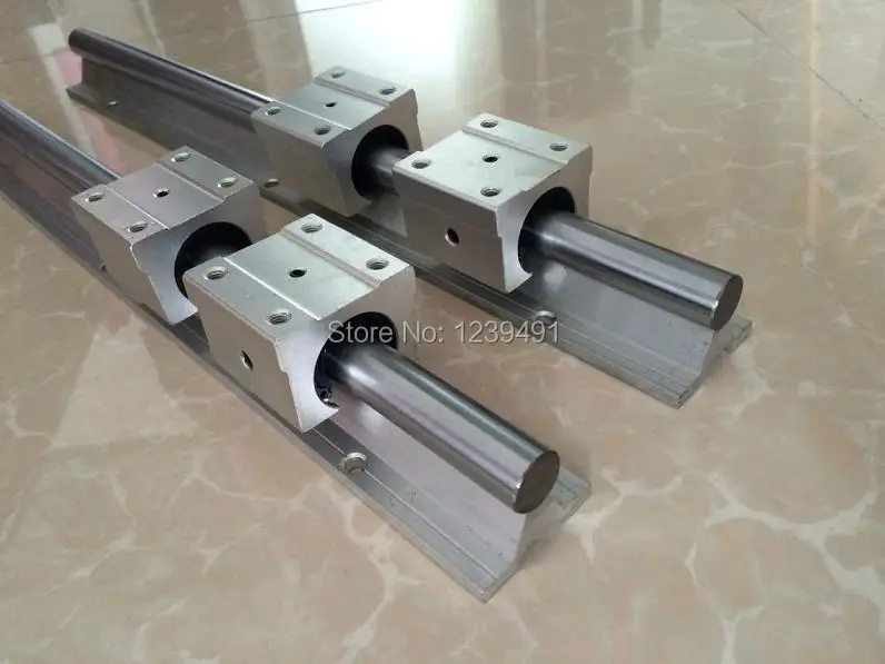 2pcs SBR12 - 200 250 300 350 400 450 500mm linear rail guide + 4pcs SBR12UU block