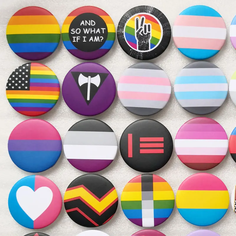 LGBT pins Transgender Pride Rainbow Gay Intersex Asexual Pride lapel pins Love is Bisexual Pansexual pins panromantic tin badge