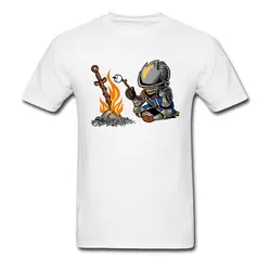 Dark Souls 3 T-shirt For Men Funny Game T Shirt 2024 Swag Designer Tops Tees Hip Hop Mens Tshirt Praise The Sun Camisa White