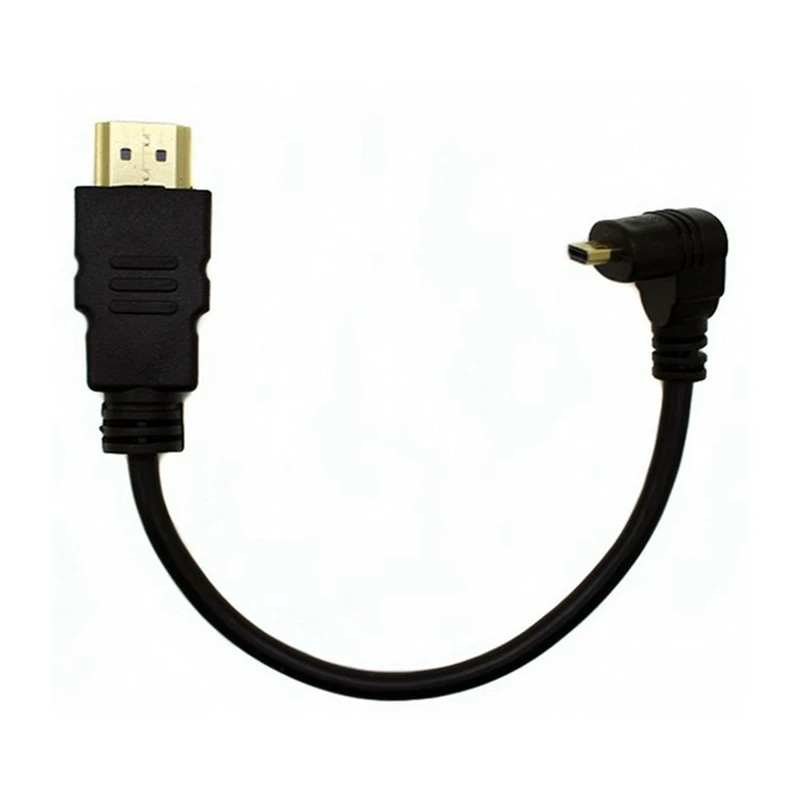 Micro HD-compatible Cable Up&Down Angled 90 Degree Micro HD to HDTV Cable for Digital camera and phones tablets 30cm