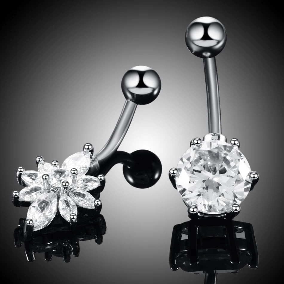1PC Nombril Piercing Gem Belly Bar Piercing Crystal Heart Ombligo Navel Button Piercings 14G Dangle Earrings Sexy Women Jewelry