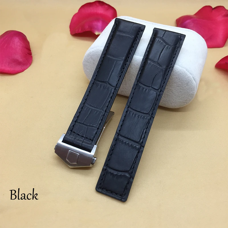 Cowhide wristband19mm 20mm 22m for tag heuer watchband men wristwatches band accessories fold buckle Cowhide watch strap