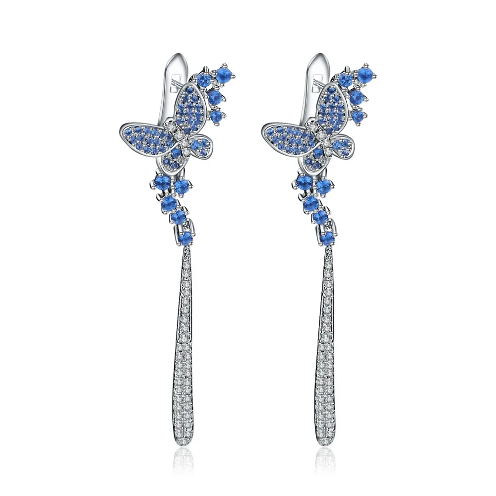 GEM\'S BALLET Nano Swiss Blue Long Drop Earrings 925 Sterling Sliver Vintage Punk Gothic Earrings For Women Fashion Party Jewelry