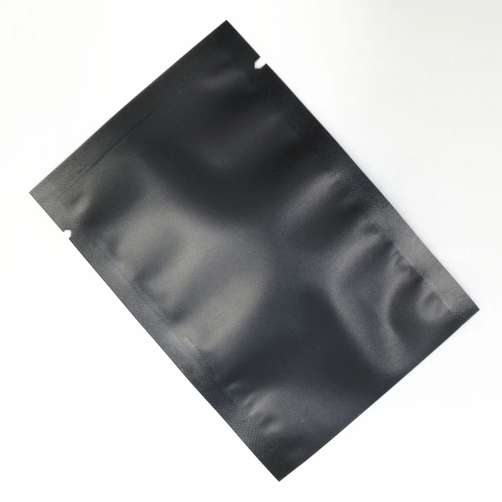 100Pcs Black Matte Open Top Aluminum Foil Packaging Bags Mylar Black Vacuum Heat Sealing Packing Bags Food Snack Package Pouch