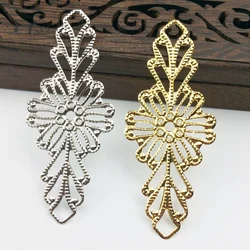 20pcs 29x70mm  Filigree  flower  Wraps Metal Charms For Embellishment Scrapbook  DIY Jewelry Metal Craft  Cosplay accessories