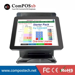 Computer Dual Screen 15+15 Inch POS Terminal All In One Pos System Touch Screen PC