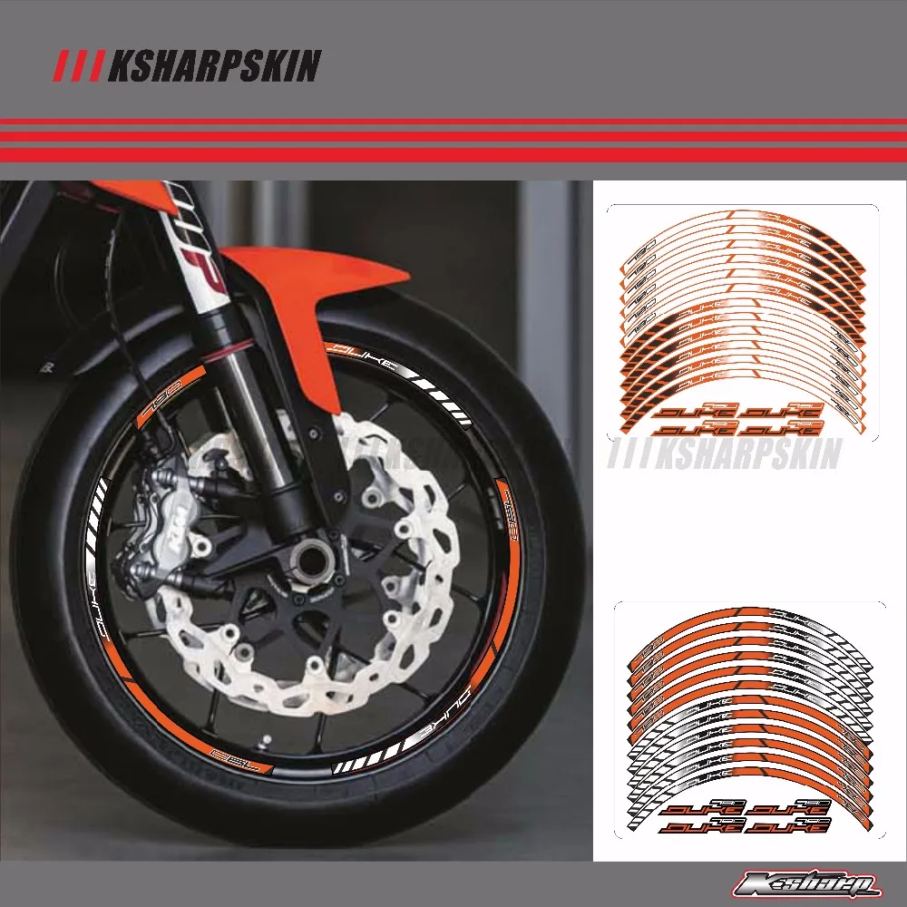 

12 X Thick Edge Outer Rim Sticker Stripe Wheel Decals For all KTM DUKE790 DUKE 790 2017 2018