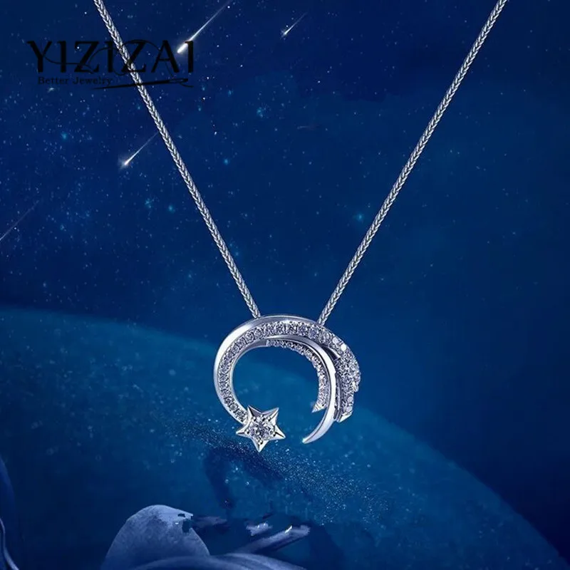 YIZIZAI Fashion SilverPlating Meteor with Cubic Zircon Pendant Necklace  Womens Necklace Girls Lucky Gift Jewelry