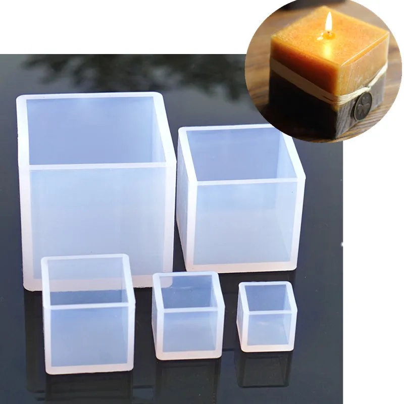 New Cube Shape Candle Silicone Mold DIY Gypsum Plaster Crafts Mould Square Silicone Soap Candle Resin Molds