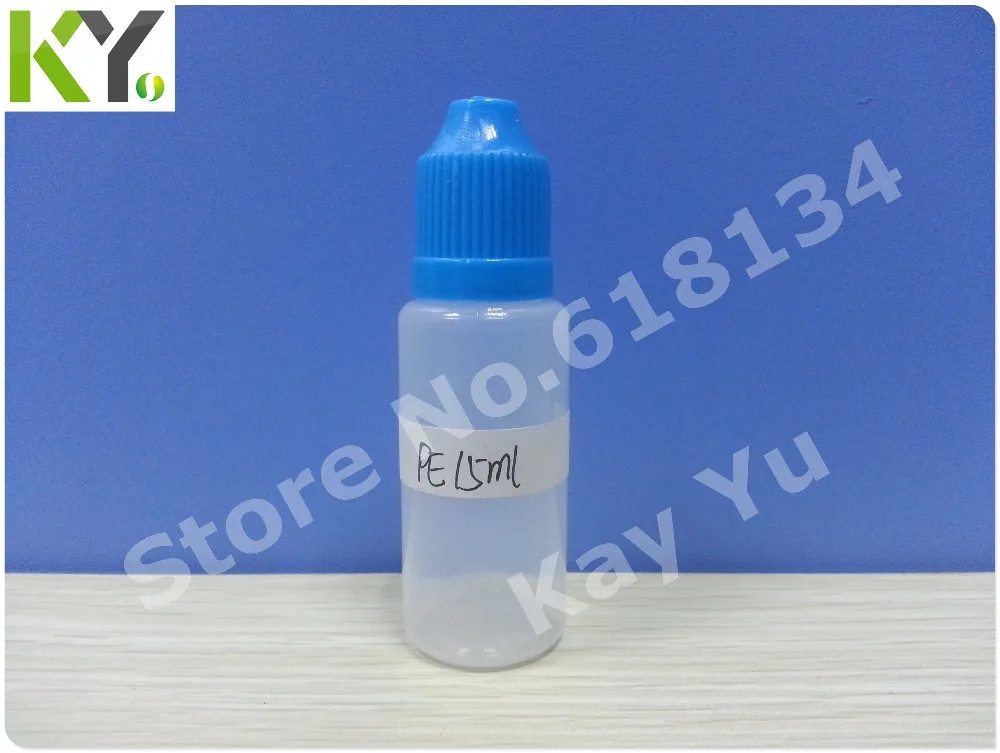 Wholesale Free shipping--15ml PE tamper cap  plastic bottle  with normal tip for 10000pcs E-cigarette bottle