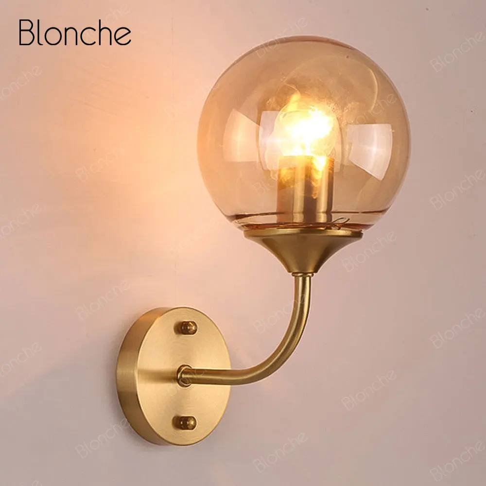 

Nordic Wall Lamp Gold Glass Sconce Wall Lights for Home Indoor Lighting Fixture Modern Industrial Stairs Bedside Bedroom Lamp