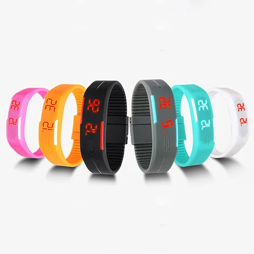 Beliebte männer frauen Silikon Rote LED Sport Armband Touch Uhr Digitale Armbanduhr Elektronische Armbanduhr Für Jungen mädchen Geschenk