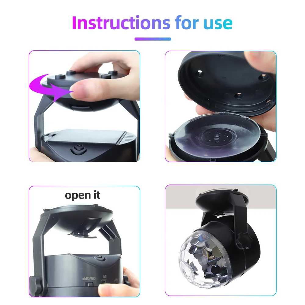 LED Stage Lighting Sound Activated Party Lights RGB Disco DJ Party Light Battery Powered/USB Plug Magic Ball Laser Projector