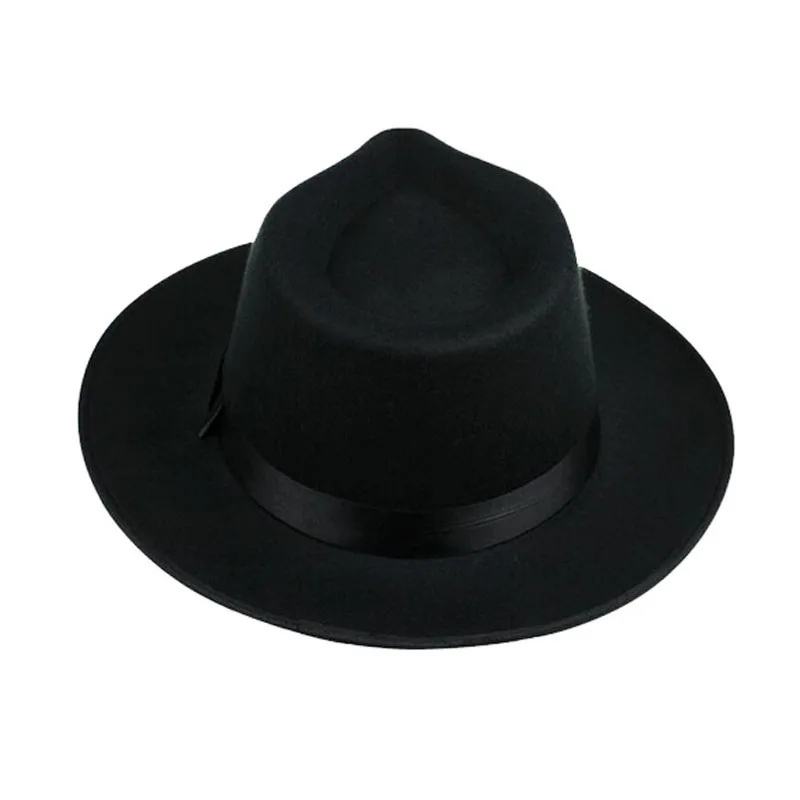 FS Unisex Black Gray Brown Wool Hats Fedora Men Trilby Wide Brim Felt Hat For Women Jazz Cap Panama Autumn Winter Gentleman Hat