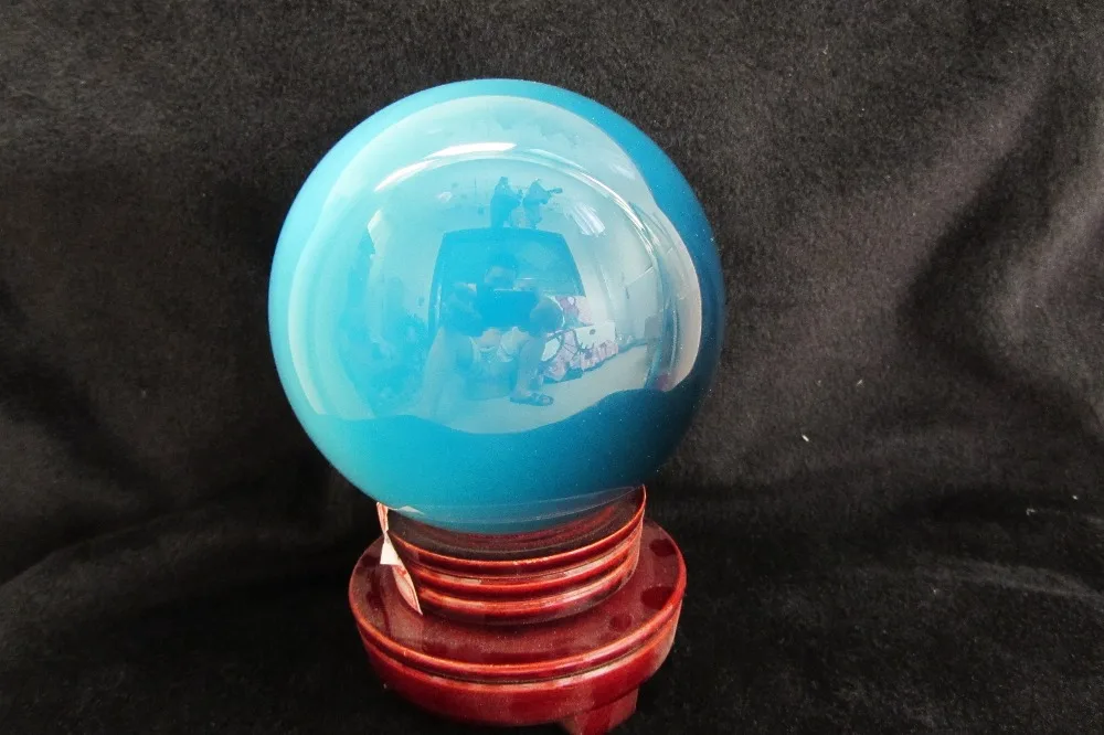 100-98mm Sky Blue Cats Eye Fiber Optic Glass Sphere  Crystal Ball  China