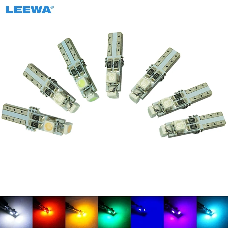 LEEWA 5X DC12V Car T5 74 17 0.5W 3SMD 1210/3528 Canbus Error Free LED Light Bulb 7-Color #CA2085