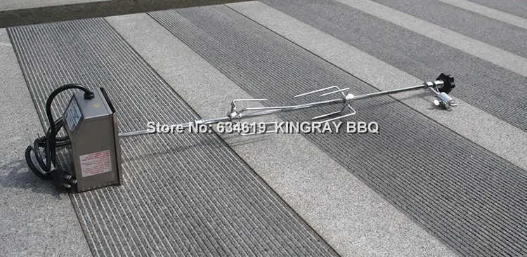 SS304 20kgs Torque Bbq Grill Motor With 1200mm Skewer And Fork 220v Barbecue Motor Bbq Spare Parts Factory Supply