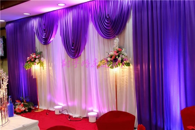 Ice Silk Wedding Backdrop Swag Drape, Stage Background Curtain, Decoration, High Quality, 3x6m (10ftx20ft)