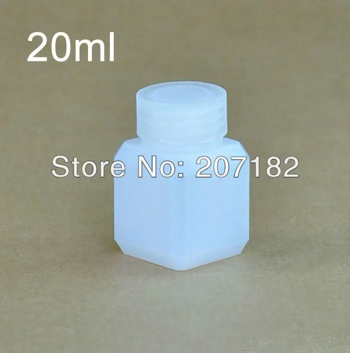 

(100pcs/lot) 20ml / 20g Translucent Thick Square HDPE Chemical Bottle, Liquid Plastic Bottle